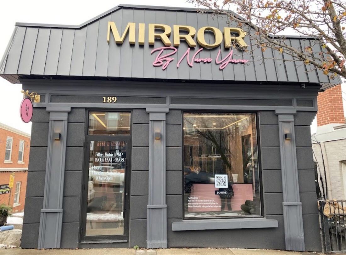 The Mirror by Nurse Yara storefront on Main St E, Milton